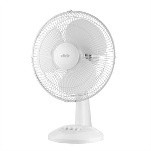 Click 30cm White Desk Fan/3 Speed/Oscillating/Child Proof Safety Grill - TheITmart