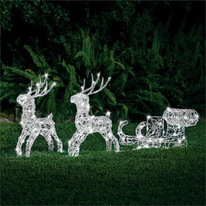 Lytworx 150 LED White Solar Reindeer With Sleigh Statue/2 Functions/Xmas Lights - TheITmart