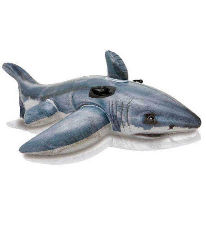 Intex Great White Shark Ride-On/Kids Inflatable Pool Ride On Floating Toy/Handle - TheITmart