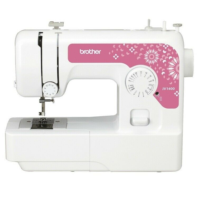Brother JV1400 Sewing Machine 4 Step Button Hole Top load Bobbin White & Pink - TheITmart