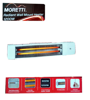 Moretti 1200W Radiant Strip Heater/2 Settings/Pull Cord/Wall Mountable/Adj Tilt - TheITmart