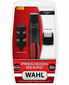 Wahl Precision Beard Trimmer AA Battery/Self-Sharpening Blades/6 Position Guide - TheITmart