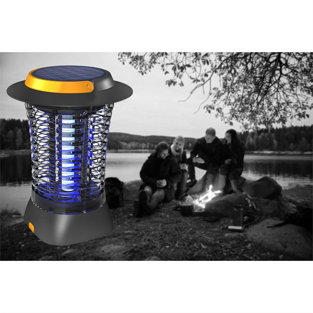 Gecko Cordless Lantern Zapper Solar & USB Rechargeable for Patio Picnic Camping - TheITmart