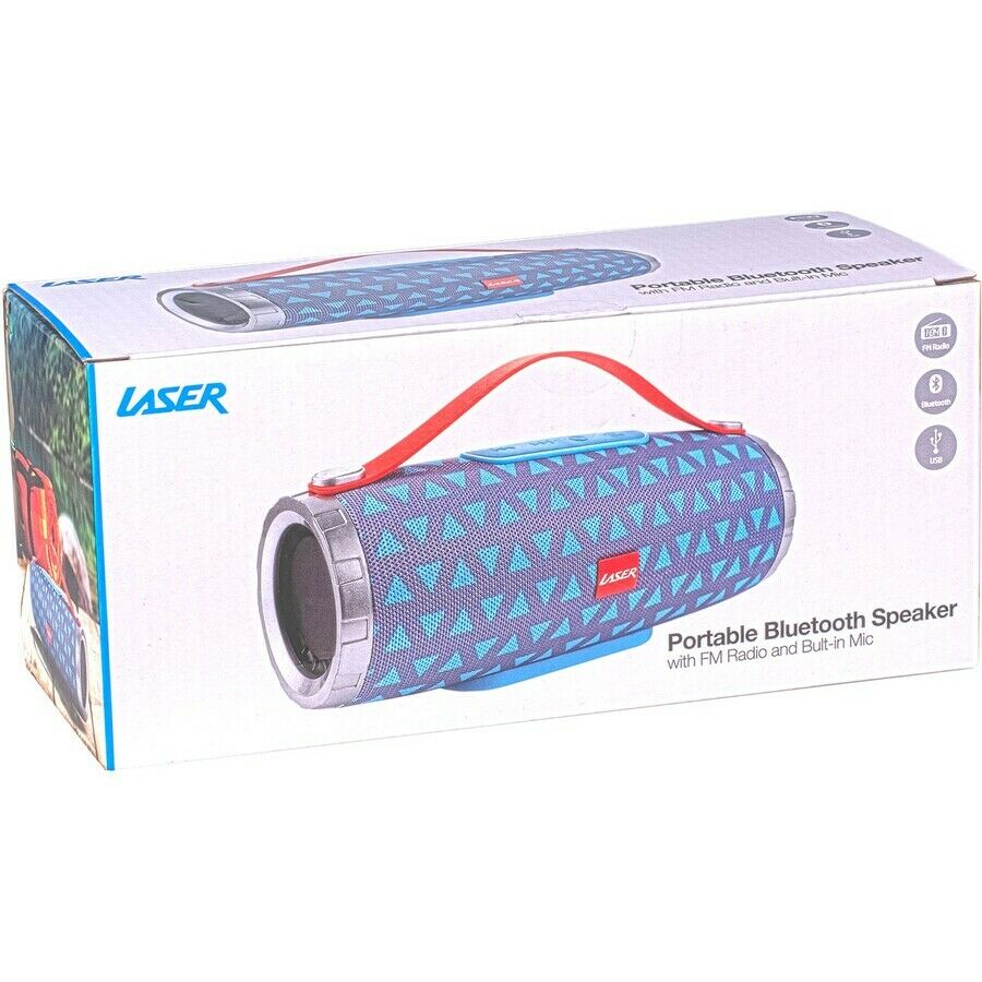 Laser Bluetooth Tube Rechargeable Speaker/FM Radio/SD Card/USB/AUX - Blue - TheITmart