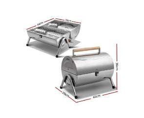 Portable BBQ Drill Outdoor Camping Charcoal Barbeque Smoker Foldable/Wood Handel - TheITmart
