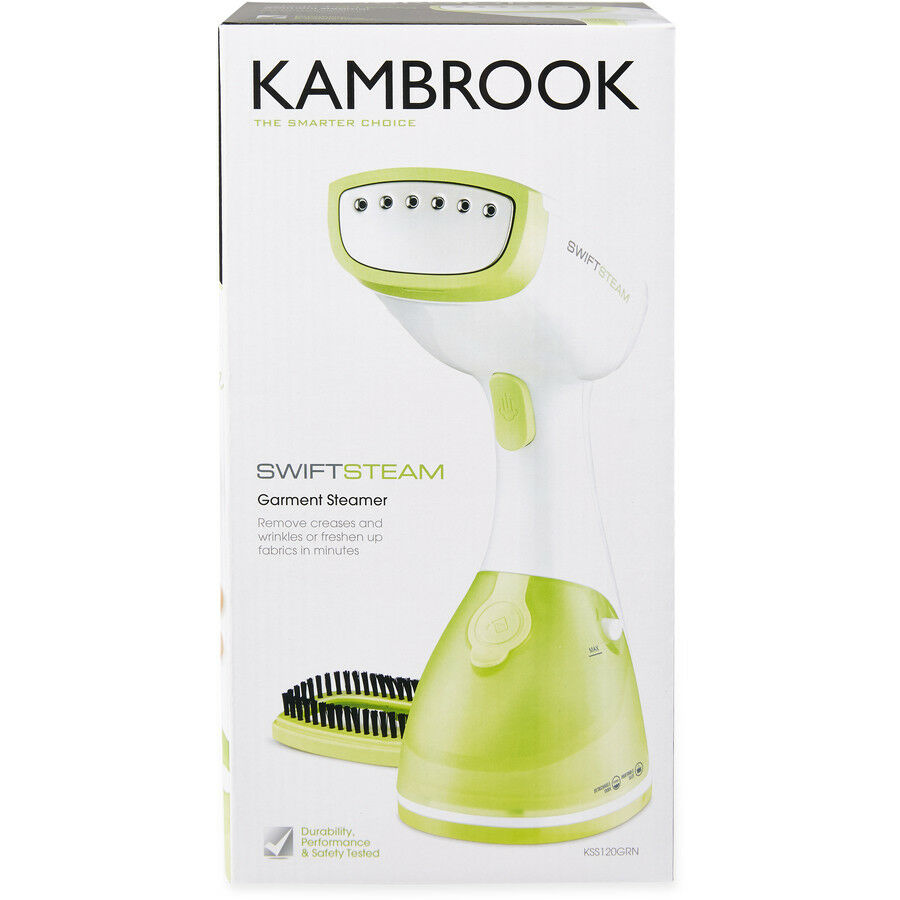 Kambrook KSS120GRN Swift Steam Garment Steamer/Lightweight/1100W/250ml/Fab Brush - TheITmart