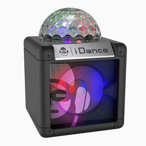 iDance Cube Bluetooth Party Speaker CN1/5W/Disco Ball/LED/Aux - Black - TheITmart