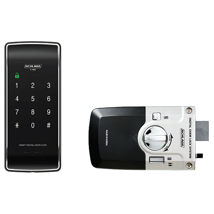 Schlage S-480 Digital Touchpad Rim Lock/50 User by PIN/Card/FOB/Built-in Alarm - TheITmart