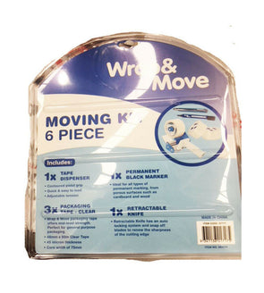 6 piece Moving Kit/Tape Gun/Clear Tape/Permanent Marker/Packing Kit/cutter/knife - TheITmart