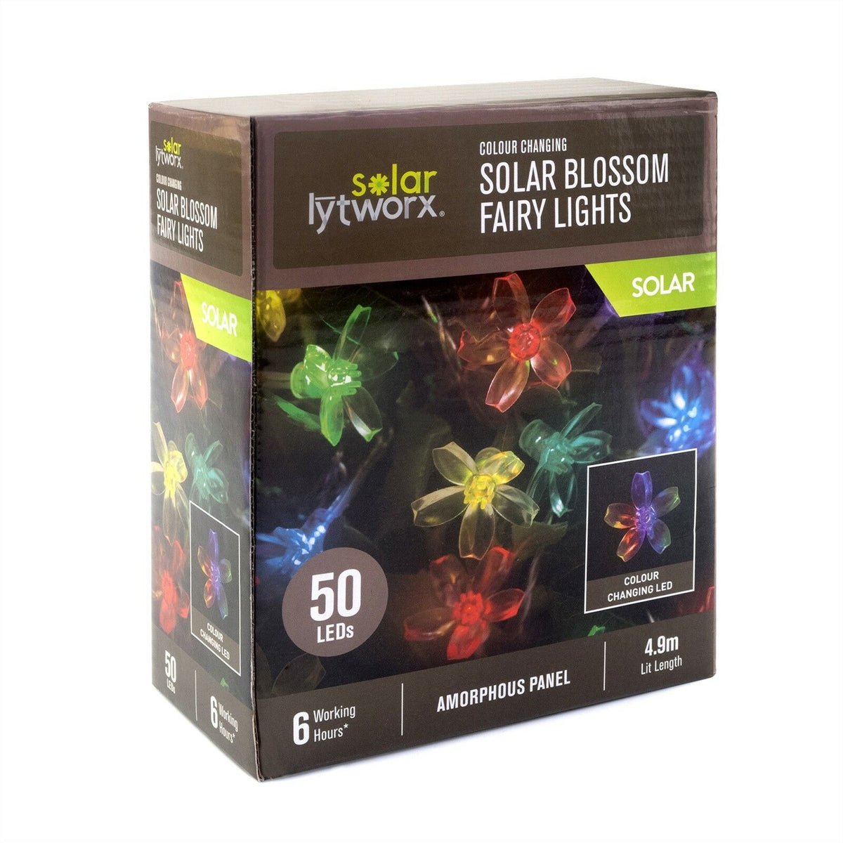 Lytworx 50 Colour Changing LED Solar Fairy Light Blossom/4.9m Lit Length/upto 6h - TheITmart