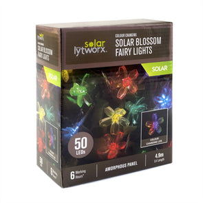 Lytworx 50 Colour Changing LED Solar Fairy Light Blossom/4.9m Lit Length/upto 6h - TheITmart