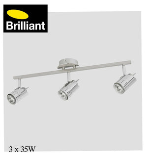 Brilliant 105W 3 Light Aubery Spot Light/GU10 Halogen Globes 35W/Chrome Finish - TheITmart