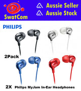 2pack Philips MyJam In-Ear Headphones/3 sizes rubber ear caps/1.2m cable/3.5mm - TheITmart