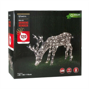 SOLAR 120 LED FESTIVE DRINKING REINDEER 2 FUNCTIONS STEADY/FLASHING Festive Lite - TheITmart