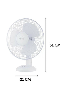 Click 40cm White Desk Fan/3 speed/oscillating/Adjustable head/Stable Base - TheITmart