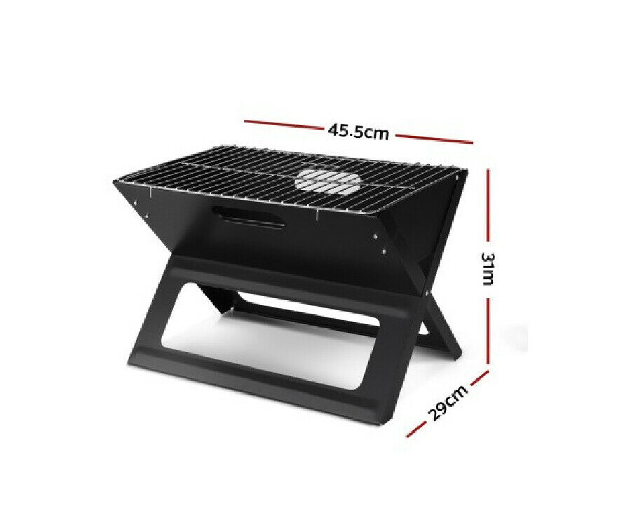 Grillz Notebook Portable Charcoal BBQ Grill/Heavy-duty Construction/Carry Handle - TheITmart