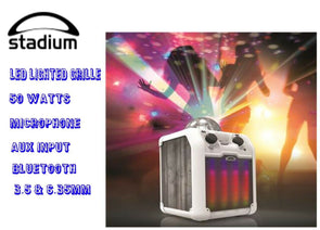 Stadium Party 50W Speaker/Maker Brite/LED Lights/Bluetooth/3.5 &  6.35mm Inputs - TheITmart