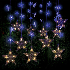 95 Blue / White LED Solar Star Icicle Lights Festive Decoration 1.9m Length Xmas - TheITmart