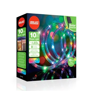 Arlec 10m Multi-Coloured LED Festive Solar Rope Light - TheITmart