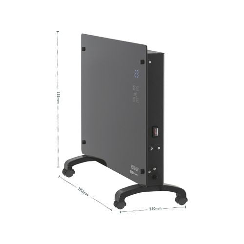 Arlec 2200W Black Grid Connect Smart Glass Panel Heater