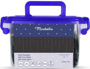 Mirabella Christmas Solar Powered 600 LED Icicle Lights - Cool White