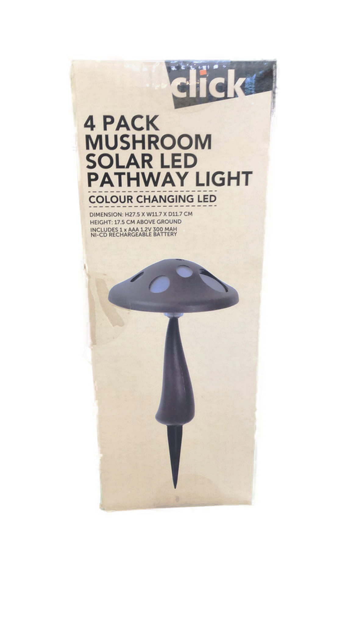 Click 17.5cm Mushroom Solar LED Pathway Light - 4 Pack