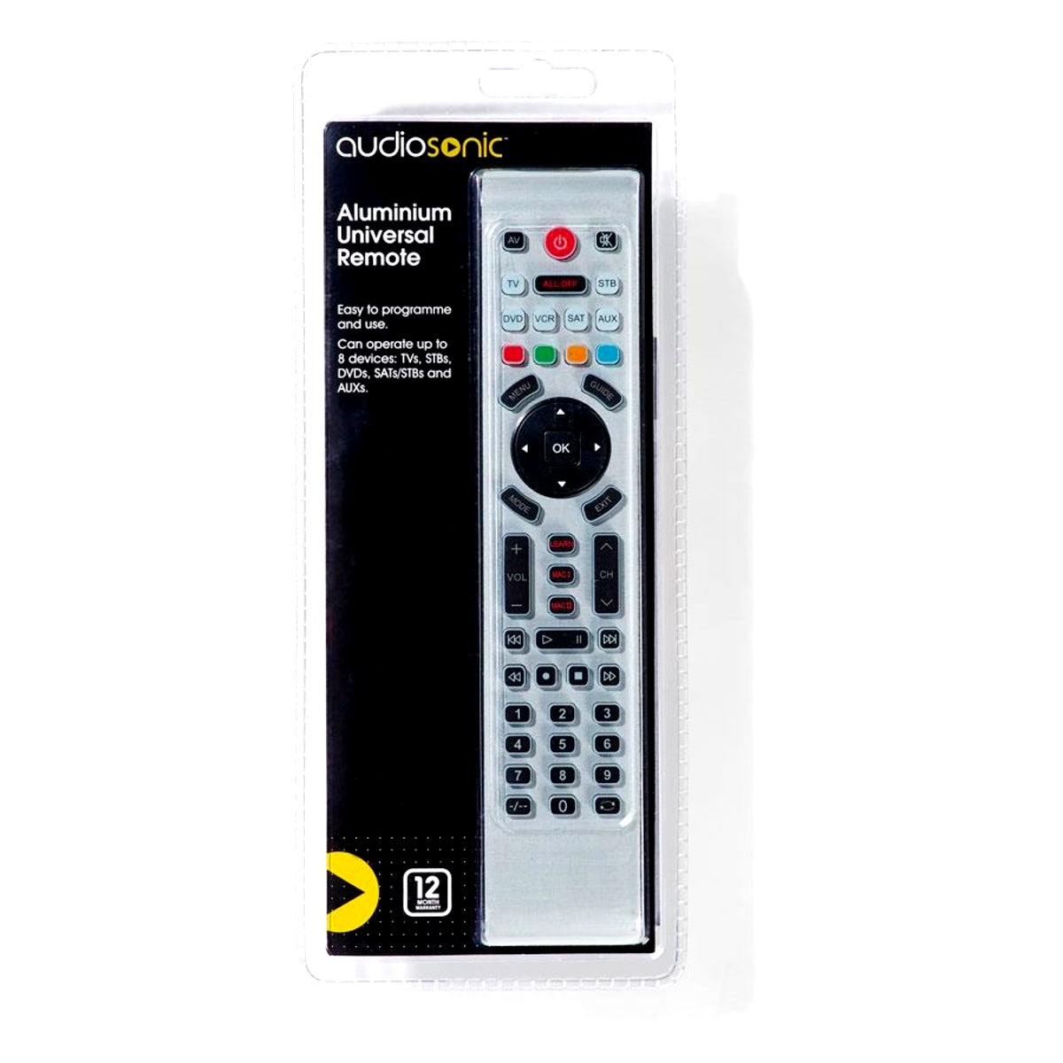 AudioSonic Aluminium Universal Remote Control /Operates up to 8 Devices