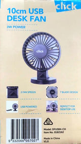 Click 10cm USB Powered Desk Fan/3 Fan Speed Settings/7 Blade Design - TheITmart