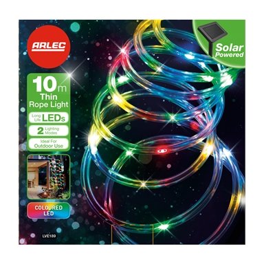 Arlec 10m Coloured Solar Powered Thin LED Rope Light - TheITmart