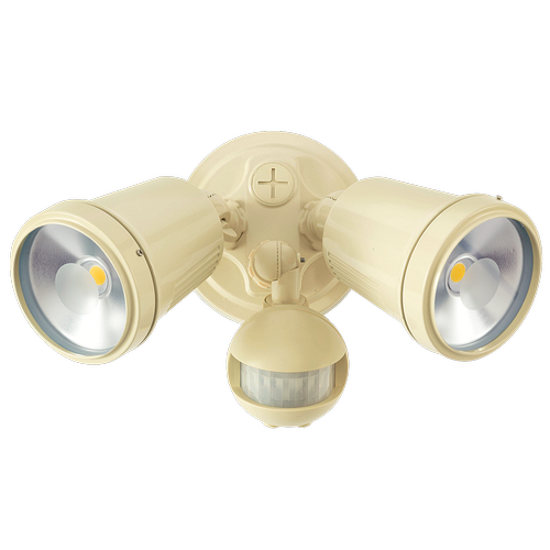 Brilliant Beige Twin Raptor II Security LED Flood Light With Sensor