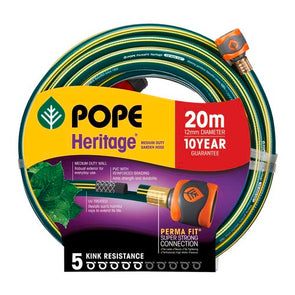 Pope 12mm x 20m Medium Duty Heritage Tap Ready Garden Hose/Kink Resistance 5/10