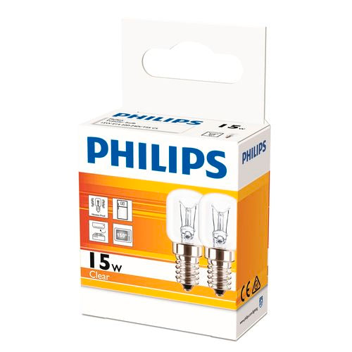 Philips 15W T25 Globe 2 Pack Appliance Lamps SES for Rangehoods/Fridges/Sewing/Machines - TheITmart