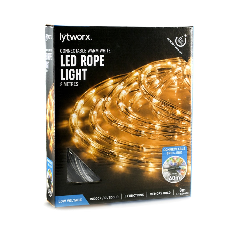 Lytworx 8m Warm White LED Connectable Rope Light With Timer - TheITmart