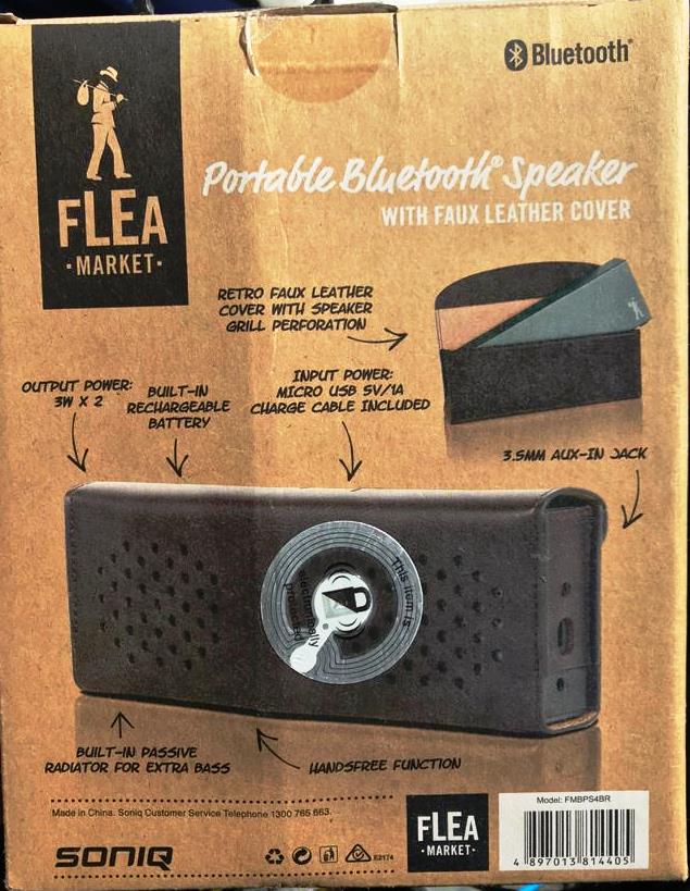 Flea Market Portable Bluetooth Speaker With Faux leather Cover
