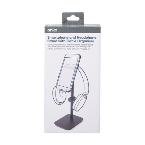 Smartphone and Headphone Stand with Cable Organiser - TheITmart