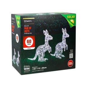 Lytworx Festive 40cm Solar Pair of Kangaroos / 60 White  Steady/Flashing LEDs