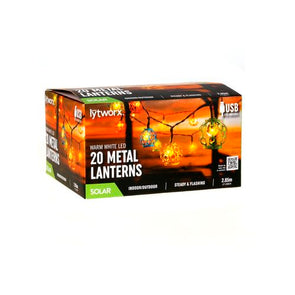 Lytworx Warm White Solar / USB Metal Lanterns - 20 Pack