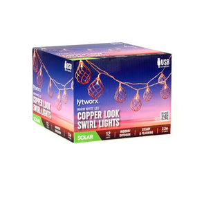 Lytworx Solar / USB Copper Look Swirl Lights - 12 Pack