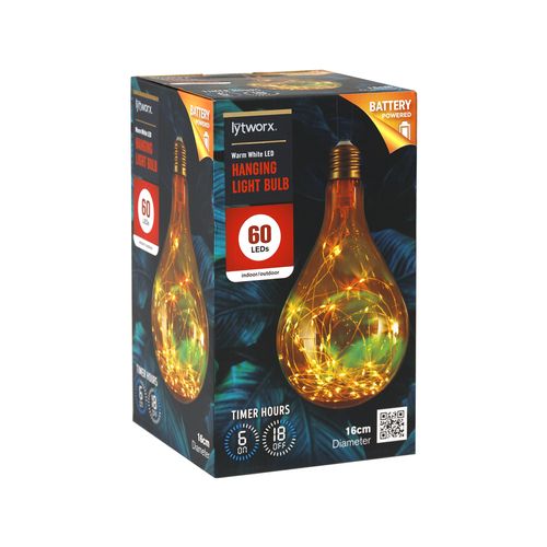 Lytworx Warm White Battery Operated Hanging Bulb Light