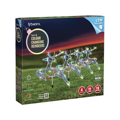 Lytworx Tech-IQ Colour Changing Reindeers Stakes 4pk - TheITmart
