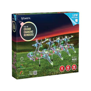 Lytworx Tech-IQ Colour Changing Reindeers Stakes 4pk