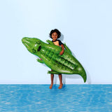 163cm Inflatable Pool Croc Rider - Green / Heavy Duty Handle
