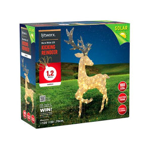 Lytworx 1.2m 180 Warm White LED Solar Kicking Reindeer