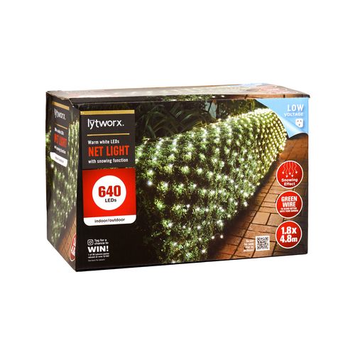 Lytworx Low Voltage 640 LED Warm White Snowing Net Light/1.8 x 4.8m Net Size