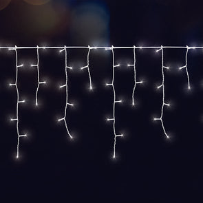 Lytworx 5.9m Solar & USB 300 LED Icicle Lights-White/8 Modes