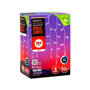 Lytworx 384 Solar Colour Switch LED Icicle Lights