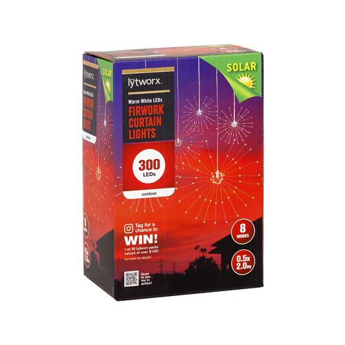 Lytworx 300 LED Warm White Solar Firework Curtain Lights - TheITmart