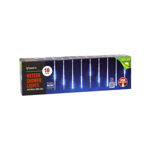 Lytworx 2.7m 240 LED White Solar Meteor Shower Lights