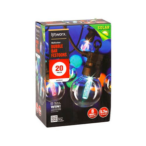 Lytworx Multicolour Solar Bubble Bar Festoon Lights - 20 Pack