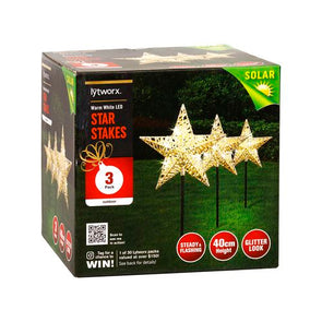 Lytworx 17cm Warm White Solar Star Stake Lights - 3 Pack